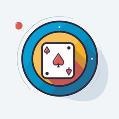 Vector of a flat icon of a playing card on a blue and yellow circle