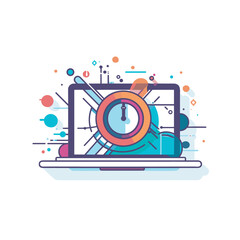 Vector of a laptop with a lock icon on the screen   flat vector illustration