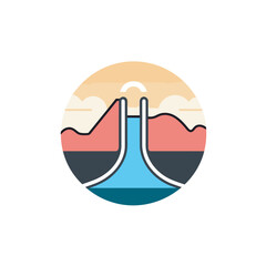 Vector of a flat icon with mountains in the background for a company logo