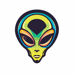 Vector of an alien head with glowing eyes on a white background