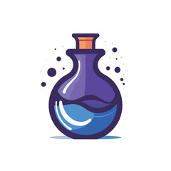 Vector of a flat icon vector of a bottle with liquid on a white background