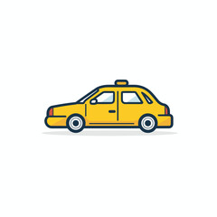 Vector of a yellow taxi cab icon on a white background in a flat style