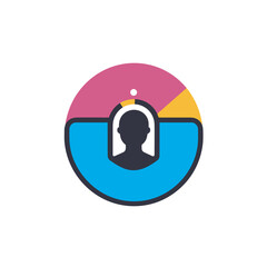 Vector of a flat icon with a person's head in the center of a circle