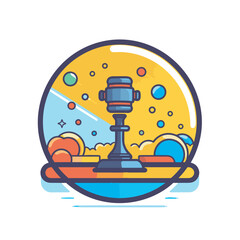 Vector of a flat icon vector of a game of chess in a glass bowl