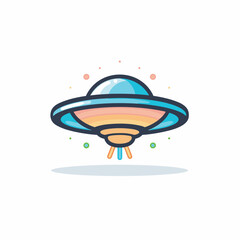 Vector of a flat, stylized illustration of a flying saucer in icon form