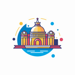 Vector of a building with a dome icon in a flat style