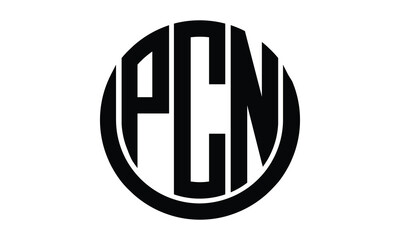 PCN shield in circle logo design vector template. lettermrk, wordmark, monogram symbol on white background. - obrazy, fototapety, plakaty