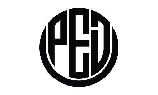 PED shield in circle logo design vector template. lettermrk, wordmark, monogram symbol on white background.