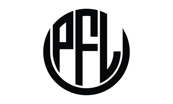 PFL shield in circle logo design vector template. lettermrk, wordmark, monogram symbol on white background.