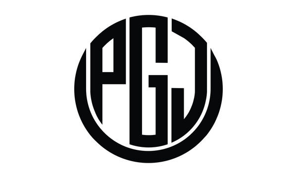PGJ shield in circle logo design vector template. lettermrk, wordmark, monogram symbol on white background.