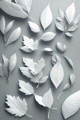 3d white paper leaves , light gray background, 3d style (AI-generated fictional illustration)
