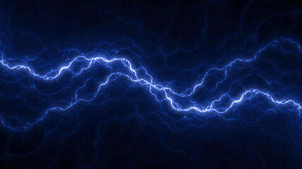 Blue fractal lightning background, electrical abstract - 623780940