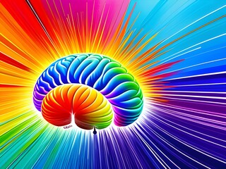 Abstract rainbow background brain, Generative AI