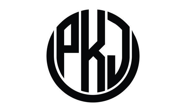 PKJ shield in circle logo design vector template. lettermrk, wordmark, monogram symbol on white background.