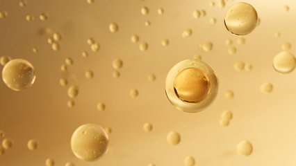 Cosmetic 3d bubble design on background Abstract science background with bubbles on water. Cosmetic essentials serum concept.