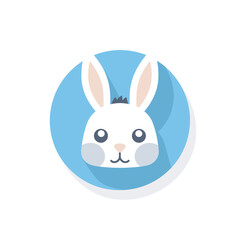 Fototapeta na wymiar Vector of a flat icon of a rabbits head inside a blue circle