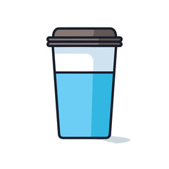 Vector of a flat icon of a glass of water with a brown lid