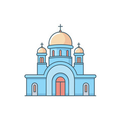 Vector of a church with a dome and a cross on top in a flat icon style