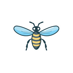 Vector of a flat icon of a bee sitting on a white surface