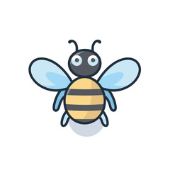 Vector of a flat icon of a black and yellow bee with eyes