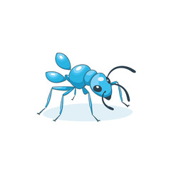 Vector of a flat vector icon of a blue ant standing on its hind legs