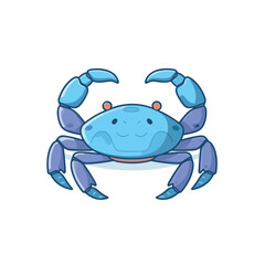 Vector of a flat icon of a blue crab sitting on a white plate