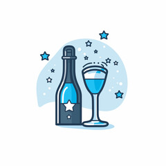 Vector of a bottle of wine and a glass of wine