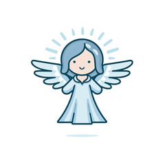 Vector of a flat icon of an angel with a halo around its neck
