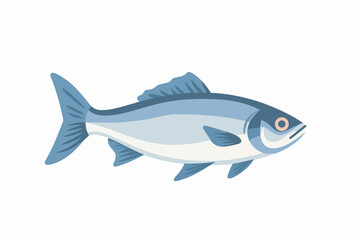 Vector of a blue and white fish on a white background