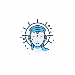 Vector of Womans face with the sun behind her. Vector icon