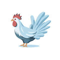 Vector of a white and black chicken with a red comb