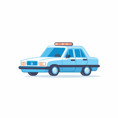 Vector of a blue police car with a light on top of it