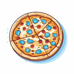 Vector of a pizza with various toppings on a clean white background