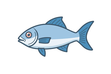 Vector of a blue fish with red eyes on a white background
