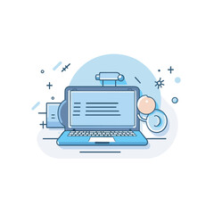 Vector of a laptop with speech bubble vector illustration