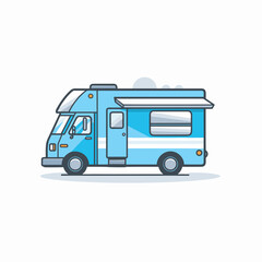 Vector of a blue camper van with a white background