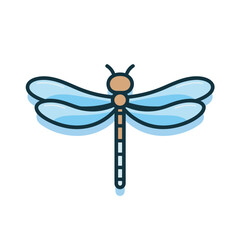 Vector of a blue dragonfly sitting on top of a white wall