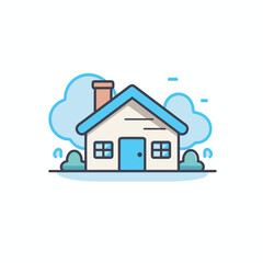 Fototapeta premium Vector of a house with a chimney and trees in a peaceful natural setting