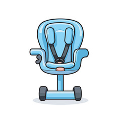 Vector of a blue car seat with a black seat belt