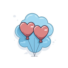 Plakat Vector of heart shaped balloons floating in the air