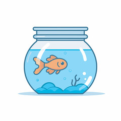 Vector of a goldfish swimming in a bowl of water