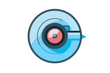 Vector of a blue target with a red center on it