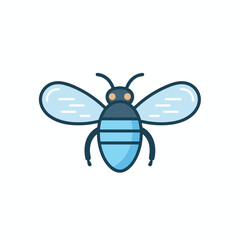 Vector of a blue and black insect on a white background