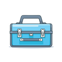 Vector of a blue briefcase with a handle on a white background