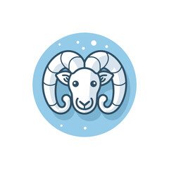 Vector of a rams head in a circular design on a white background