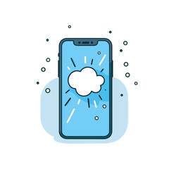 Vector of a mobile phone with a cloud icon on the screen