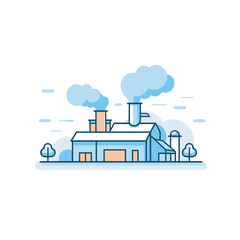Vector of a flat icon vector of a factory with smoke coming out