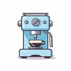 Vector of a flat icon vector of a blue coffee maker with a cup of coffee