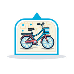 Vector of a flat icon vector of a bicycle with a map background