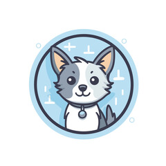 Vector of a dog sitting inside a circular shape with a collar